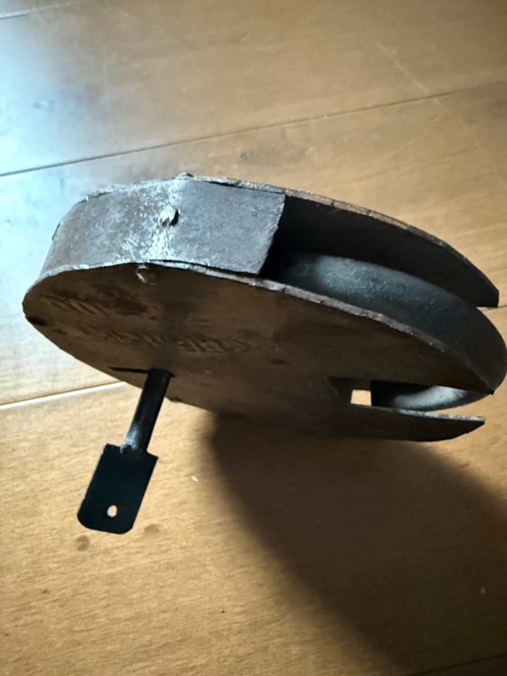 Vintage Industrial Metal Pulley Wheel - Dark Brown/Black